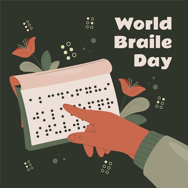 Free Vector flat illustration for world braille day celebration