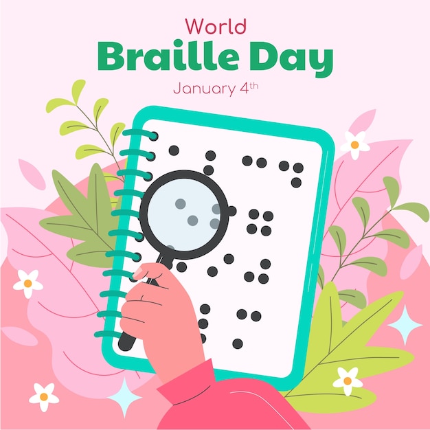 Free Vector flat illustration for world braille day
