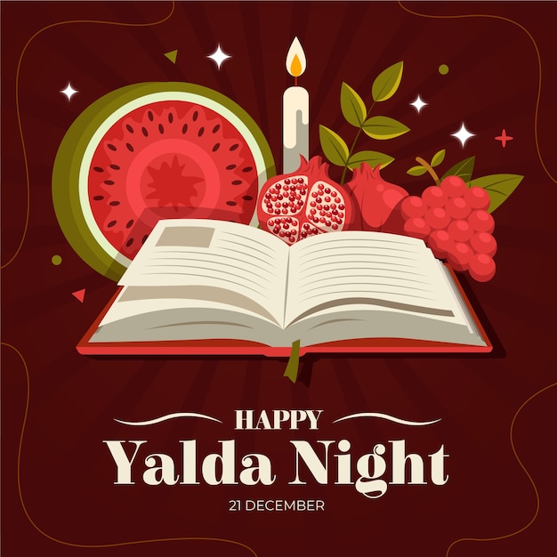 Free Vector flat illustration for yalda night festival celebration with fruit