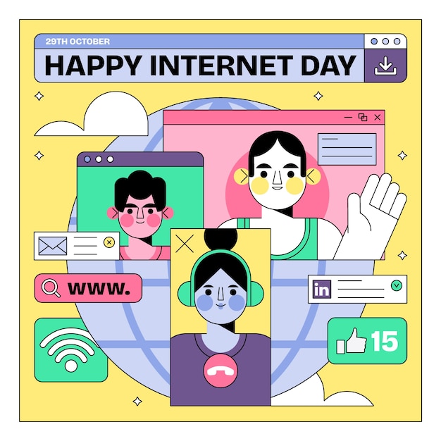 Free Vector flat international internet day illustration