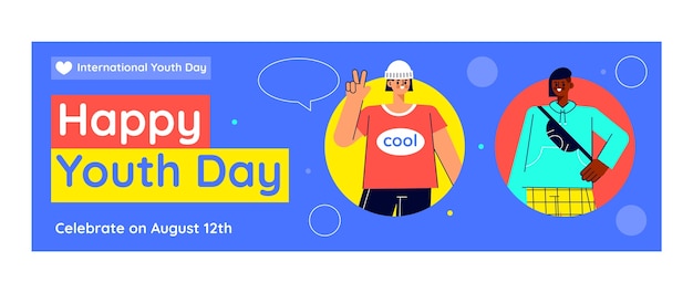 Free Vector flat international youth day twitter header