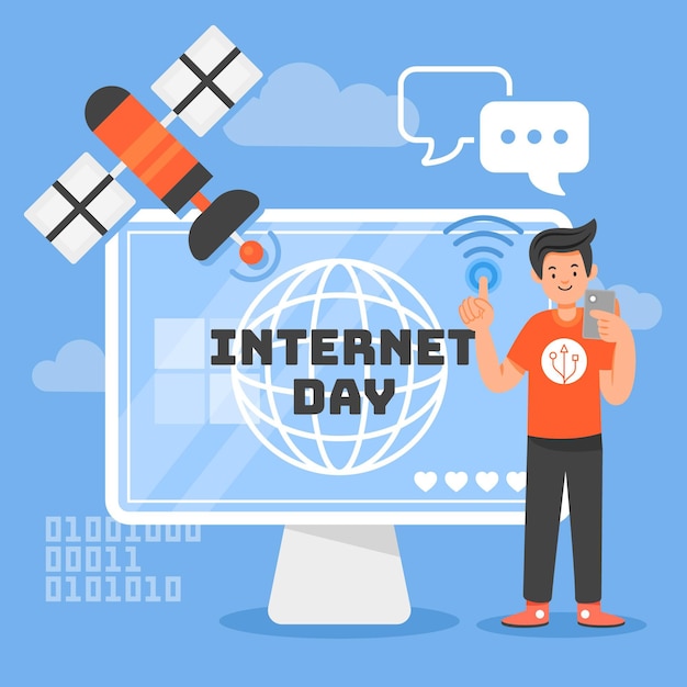Free Vector flat internet day illustration