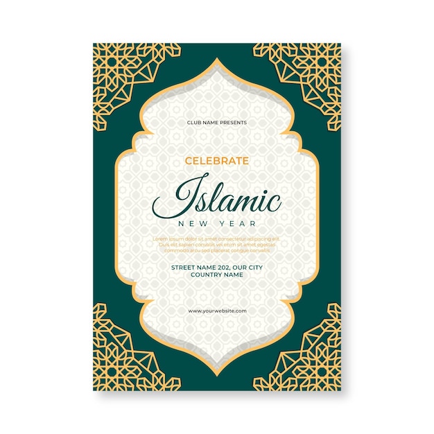 Free Vector flat islamic new year vertical poster template