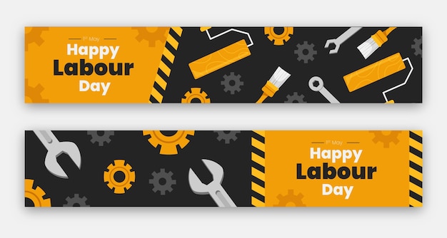 Free Vector flat labour day banners set