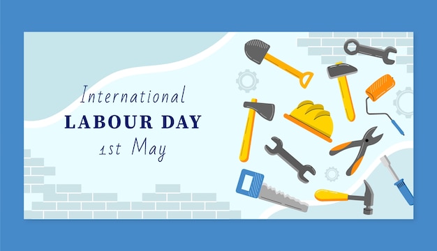 Free Vector flat labour day horizontal banner template