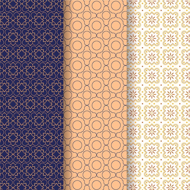 Free Vector flat linear arabic pattern collection