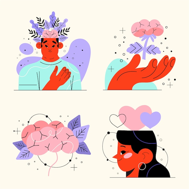 Free Vector flat mental health collection illustration