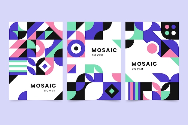 Free Vector flat mosaic covers collection