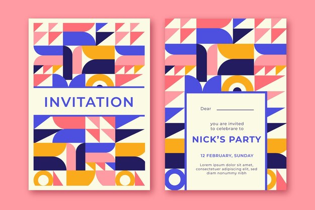 Free Vector flat mosaic invitation template
