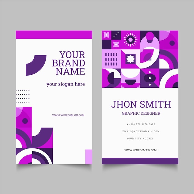 Free Vector flat mosaic vertical business card template