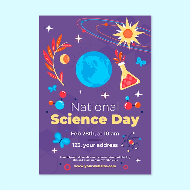 Free Vector flat national science day vertical poster template
