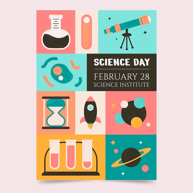 Free Vector flat national science day vertical poster template