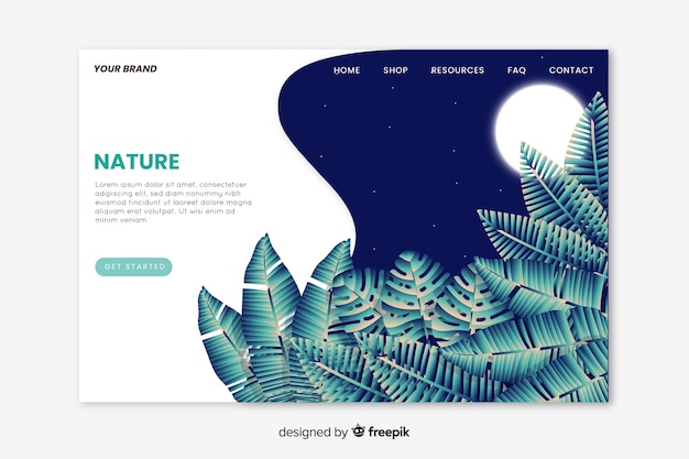 Free Vector flat nature landing page template