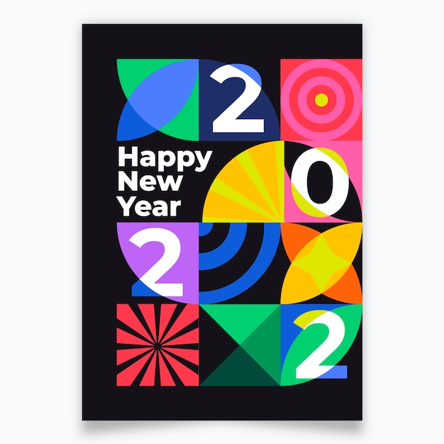Free Vector flat new year greeting card template