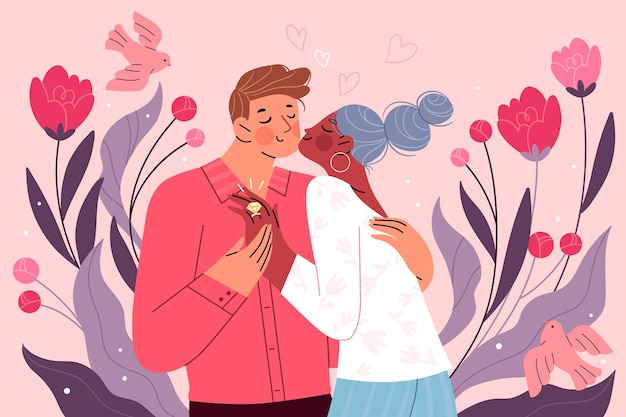 Free Vector flat propose day illustration