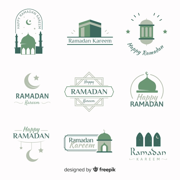 Free Vector flat ramadan label collection