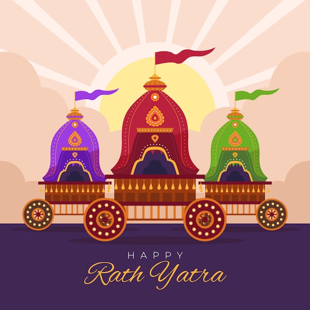 Free Vector flat rath yatra illustration