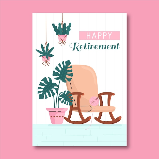 Free Vector flat retirement greeting card template