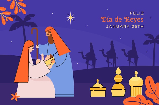 Free Vector flat reyes magos background