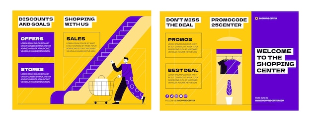 Free Vector flat shopping center brochure template