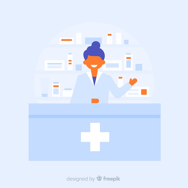 Free Vector flat smiling pharmacist simple background