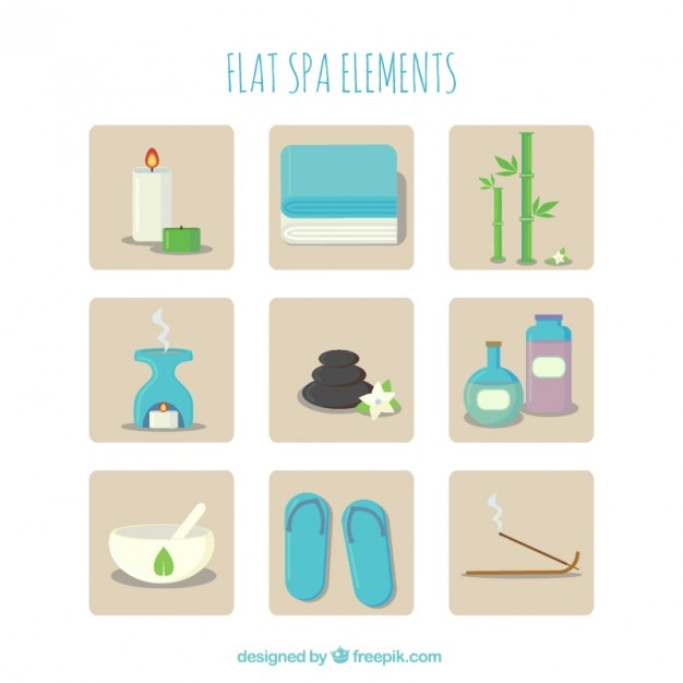 Free Vector flat spa element collection
