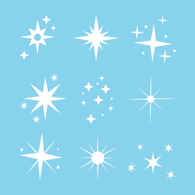 Free Vector flat sparkling stars collection