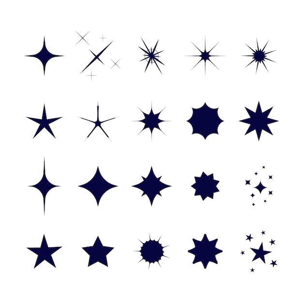 Free Vector flat sparklings star collection