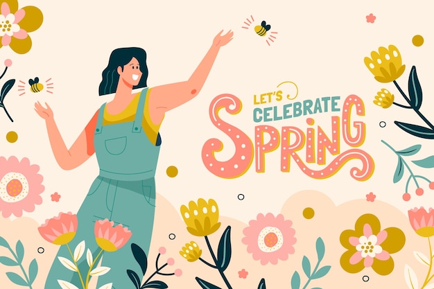 Free Vector flat spring celebration background