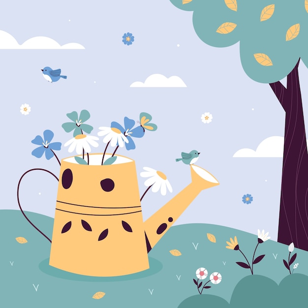 Free Vector flat spring illustration