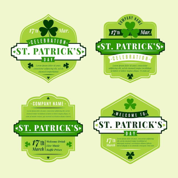 Free Vector flat st. patrick's day badge collection