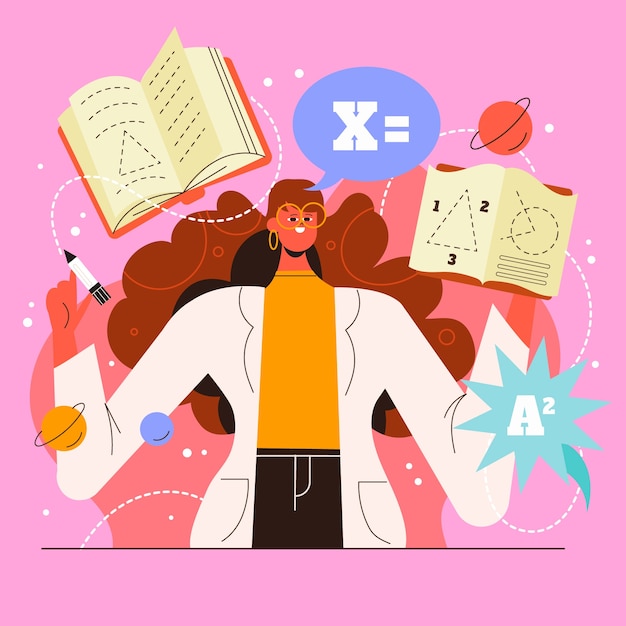 Free Vector flat teacher cartoon illustration