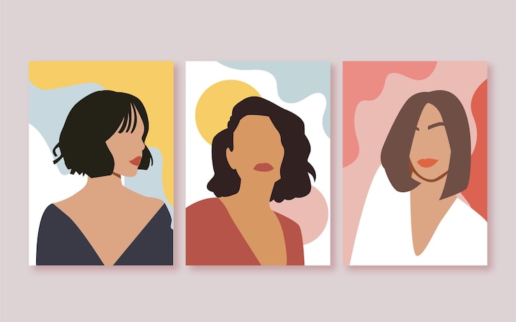 Free Vector flat trendy fashion portraits covers collection