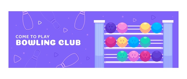 Free Vector flat twitter header template for bowling tournament