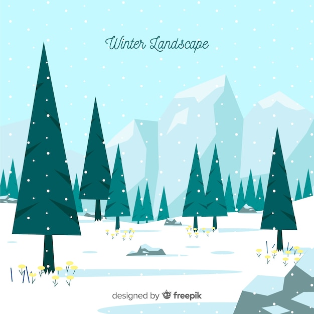 Free Vector flat winter landscape background