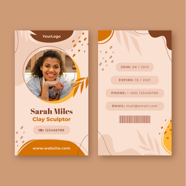 Free Vector flat workspace atelier id card template