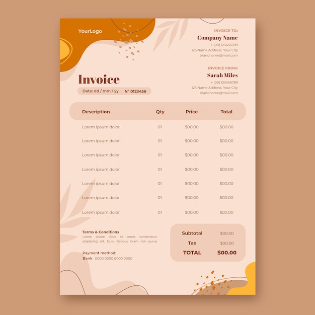 Free Vector flat workspace atelier invoice template