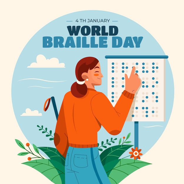 Free Vector flat world braille day celebration illustration