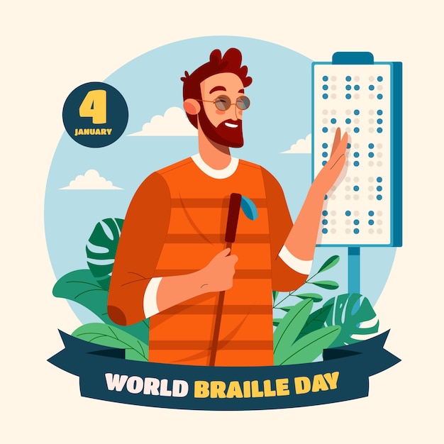 Free Vector flat world braille day celebration illustration