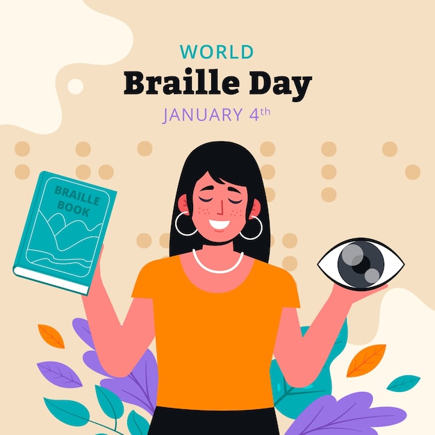 Free Vector flat world braille day celebration illustration
