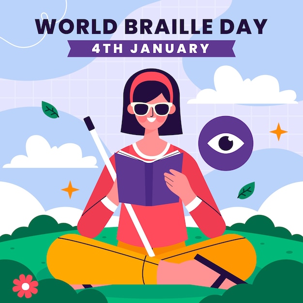 Free Vector flat world braille day illustration