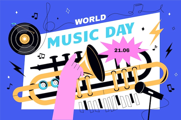 Free Vector flat world music day background