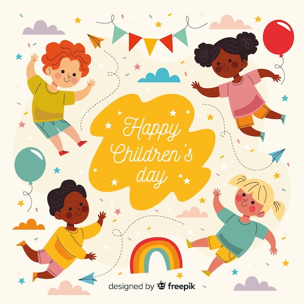 Free Vector floating children dream on children's day