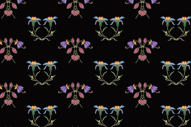 Free Vector floral pattern on black background