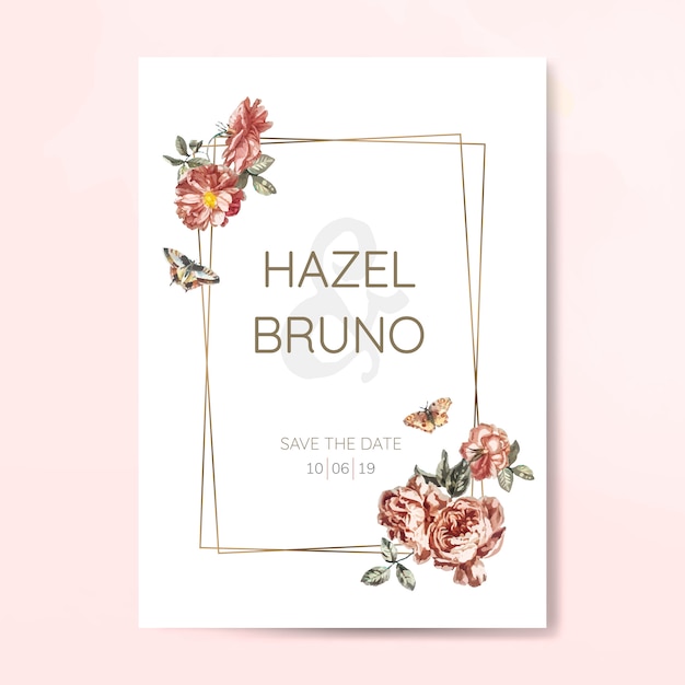 Free Vector floral wedding invitation mockup vector