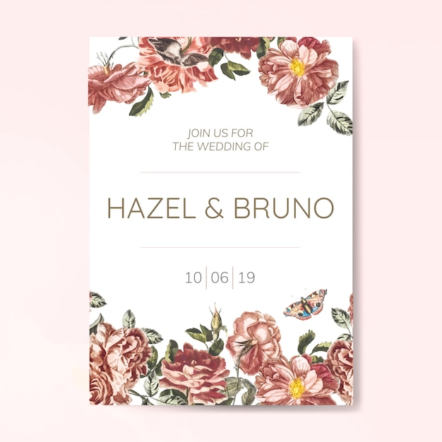 Free Vector floral wedding invitation mockup vector