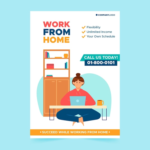Free Vector flyer template for working at home