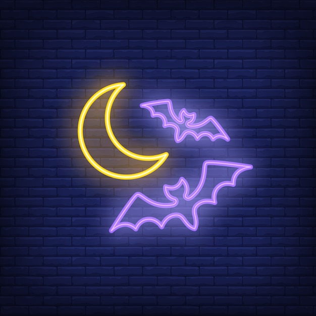 Free Vector flying bats neon sign