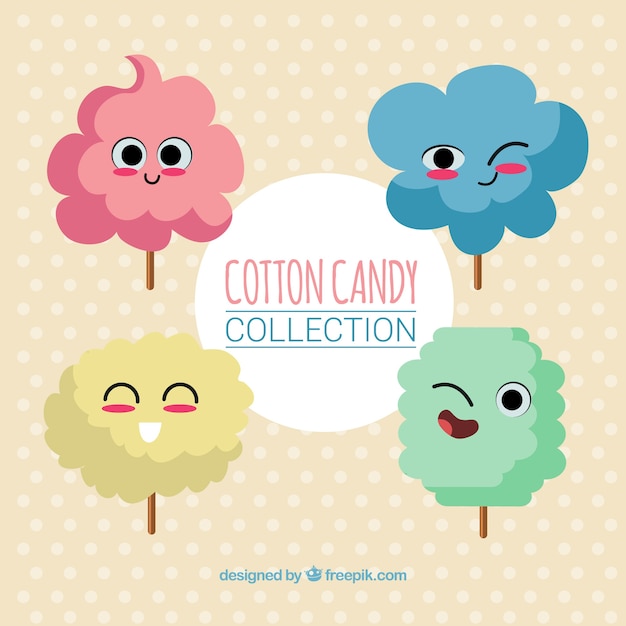 Free Vector four nice characters of cotton candy