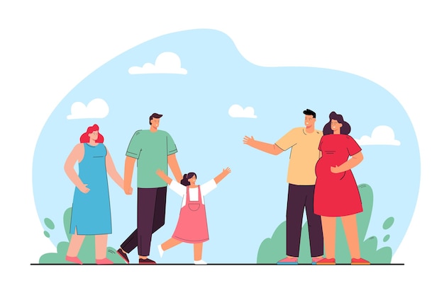 Free Vector friendship of families flat illustration